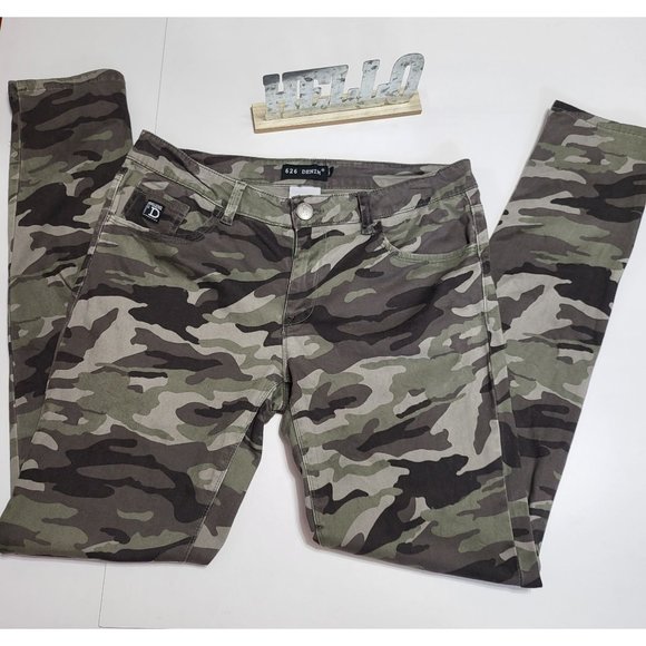 626 Denim Denim - Army Camouflage Women's Jeans 626 Denim Skinny Stretch Pants Junior Size 11